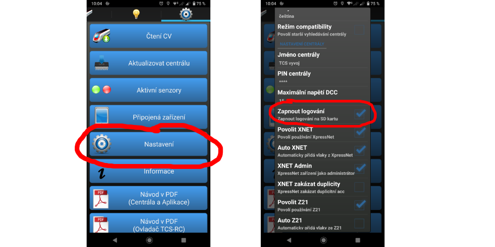 Obrázek 1 - Zapnout logování